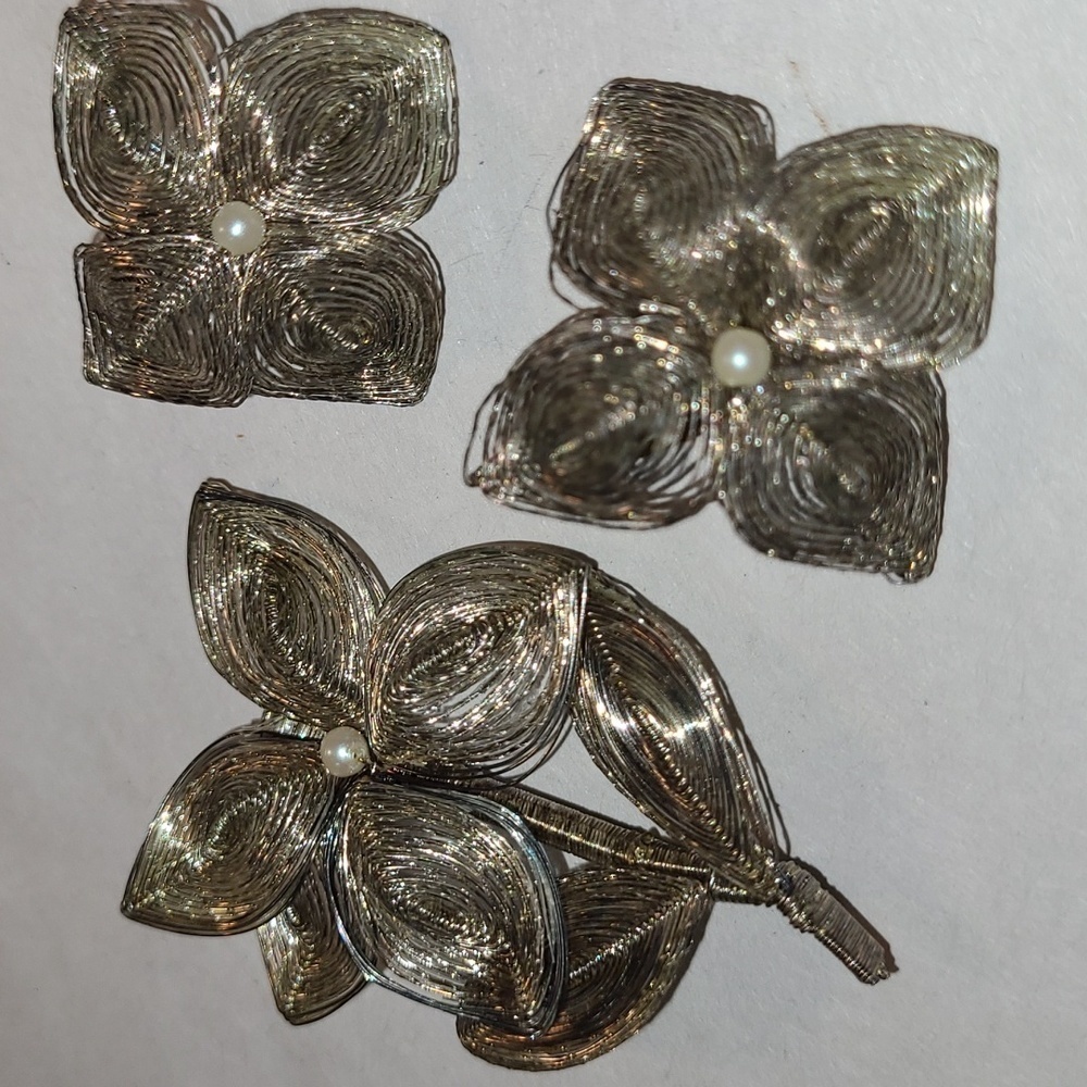 Women's Germany Stamped Brooch and Earrings Bundle
